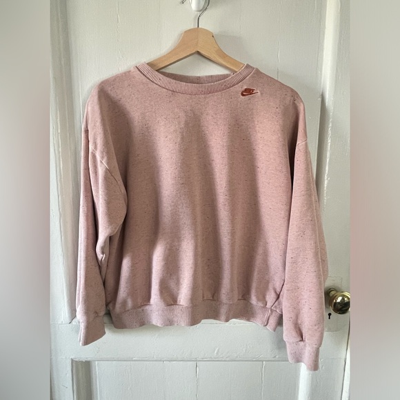 Nike Sweatshirt Womens Large Pink Confetti Sporty Athleisure Embroidered Logo - Picture 6 of 9